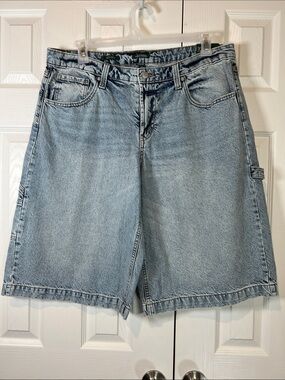 Wild Fable Shorts Womens 12 Blue Denim Low Rise Carpenter Jorts Distressed